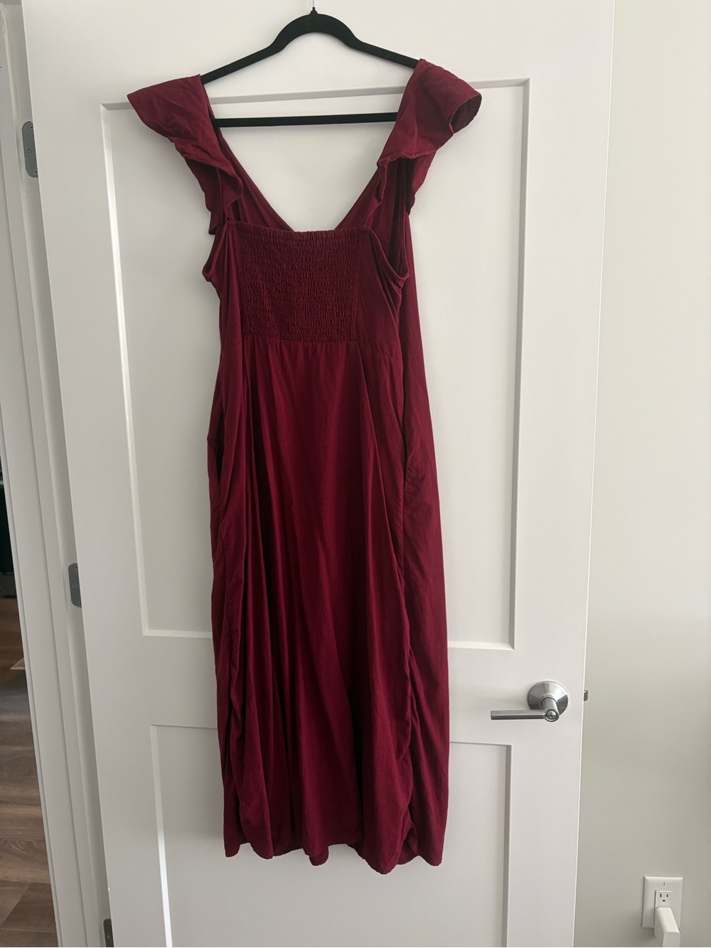 Universal Thread Wine Red Ruffle V-Neck Maxi Dress - Picture 6 of 7